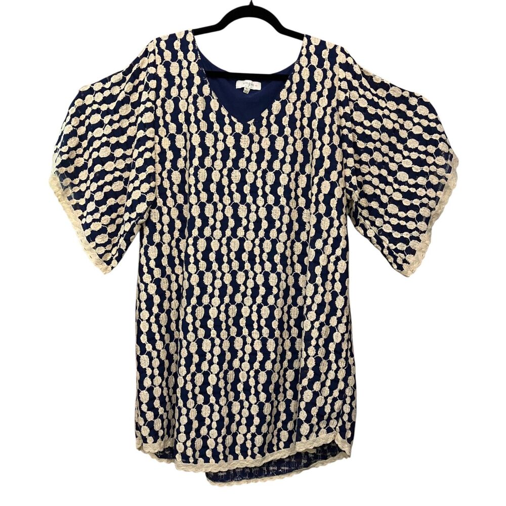 Umgee crocheted lace overlay bell sleeve mini dress